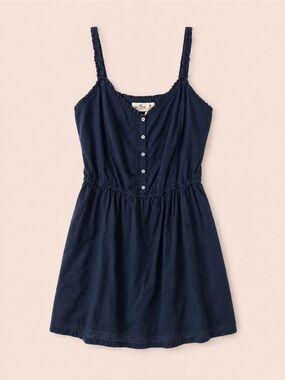 Hollister Navy Blue Cotton Eyelet Mini Mini Sundress Women’s M
